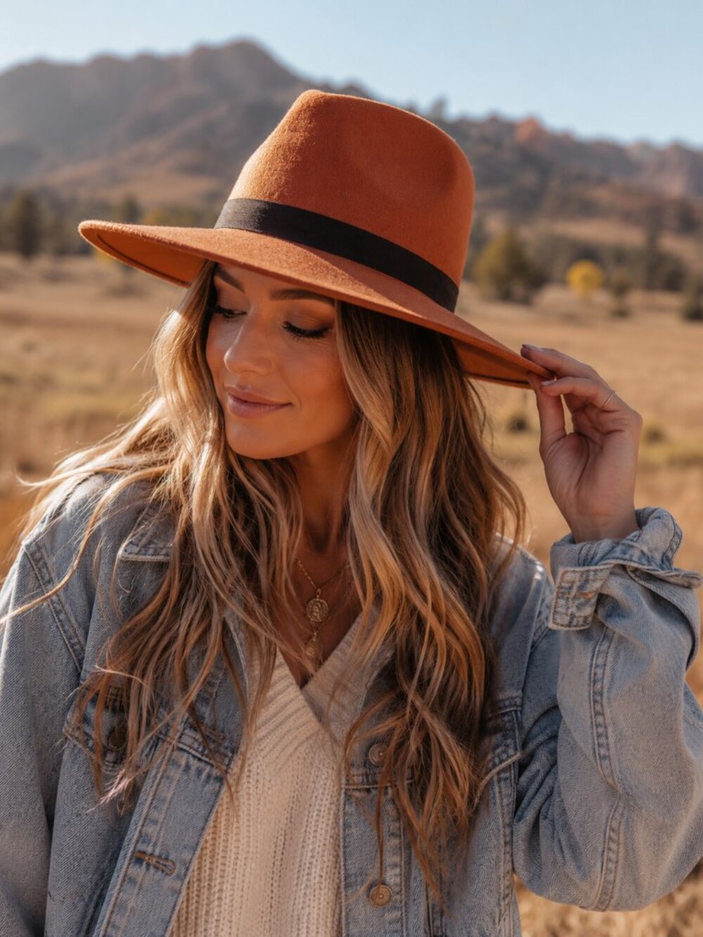 100% Wool Rancher Hat | Terracotta Boho Western Fedora NWT